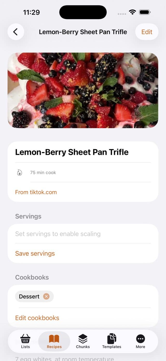 WayBetterLists recipe detail